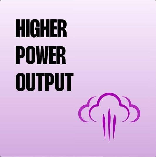 Graphic indicating higher power output for RELX device | RELX UK Official