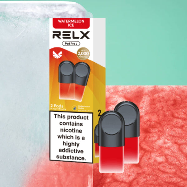 RELX UK Pod Pro £8.99 Watermelon Ice 18mg/ml nicotine flavour Best e-cigarette flavours 悦刻英国 雾化弹 2颗装 8.99英镑 西瓜 18mg/ml 尼古丁 口味 最佳电子烟口味 🍉
