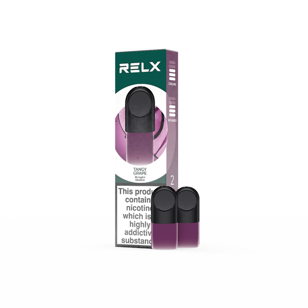 RELX UK Pod £8.99 Tangy Grape 18mg/ml nicotine package The best e-cigarette brands 悦刻英国 雾化弹 2颗装 8.99英镑 葡萄 18mg/ml 尼古丁 包装 最佳电子烟品牌 🍇