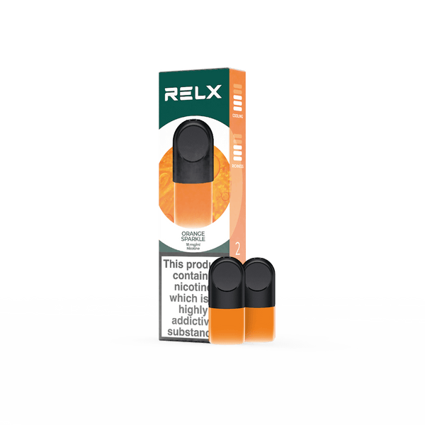 RELX UK Pod Pro £8.99 Orange Sparkle 18mg/ml nicotine package The best e-cigarette brands 悦刻英国 雾化弹 2颗装 8.99英镑 橘子汽水 18mg/ml 尼古丁 包装 最佳电子烟品牌 🍊