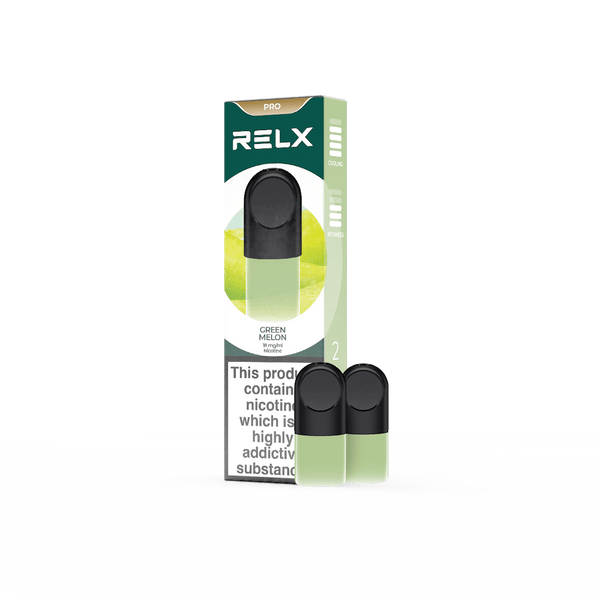 RELX UK Pod Pro £8.99 Green Melon 18mg/ml nicotine package The best e-cigarette brands 悦刻英国 雾化弹 2颗装 8.99英镑 绿宝石甜瓜 18mg/ml 尼古丁 包装 最佳电子烟品牌 🟢🍈