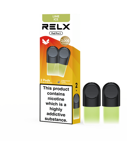 RELX UK Pod Pro £8.99 Lime Ice 18mg/ml nicotine package The best e-cigarette brands 悦刻英国 雾化弹 2颗装 8.99英镑 极凉青柠 18mg/ml 尼古丁 包装 最佳电子烟品牌 🍋🟩🧊