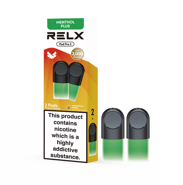 RELX UK Pod Pro £8.99 Menthol Plus 18mg/ml nicotine package The best e-cigarette brands 悦刻英国 雾化弹 2颗装 8.99英镑 薄荷 18mg/ml 尼古丁 包装 最佳电子烟品牌