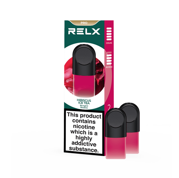 RELX UK Pod Pro £8.99 Hibiscus Ice Tea 18mg/ml nicotine package The best e-cigarette brands 悦刻英国 雾化弹 2颗装 8.99英镑 极凉洛神花茶 18mg/ml 尼古丁 包装 最佳电子烟品牌 🫖
