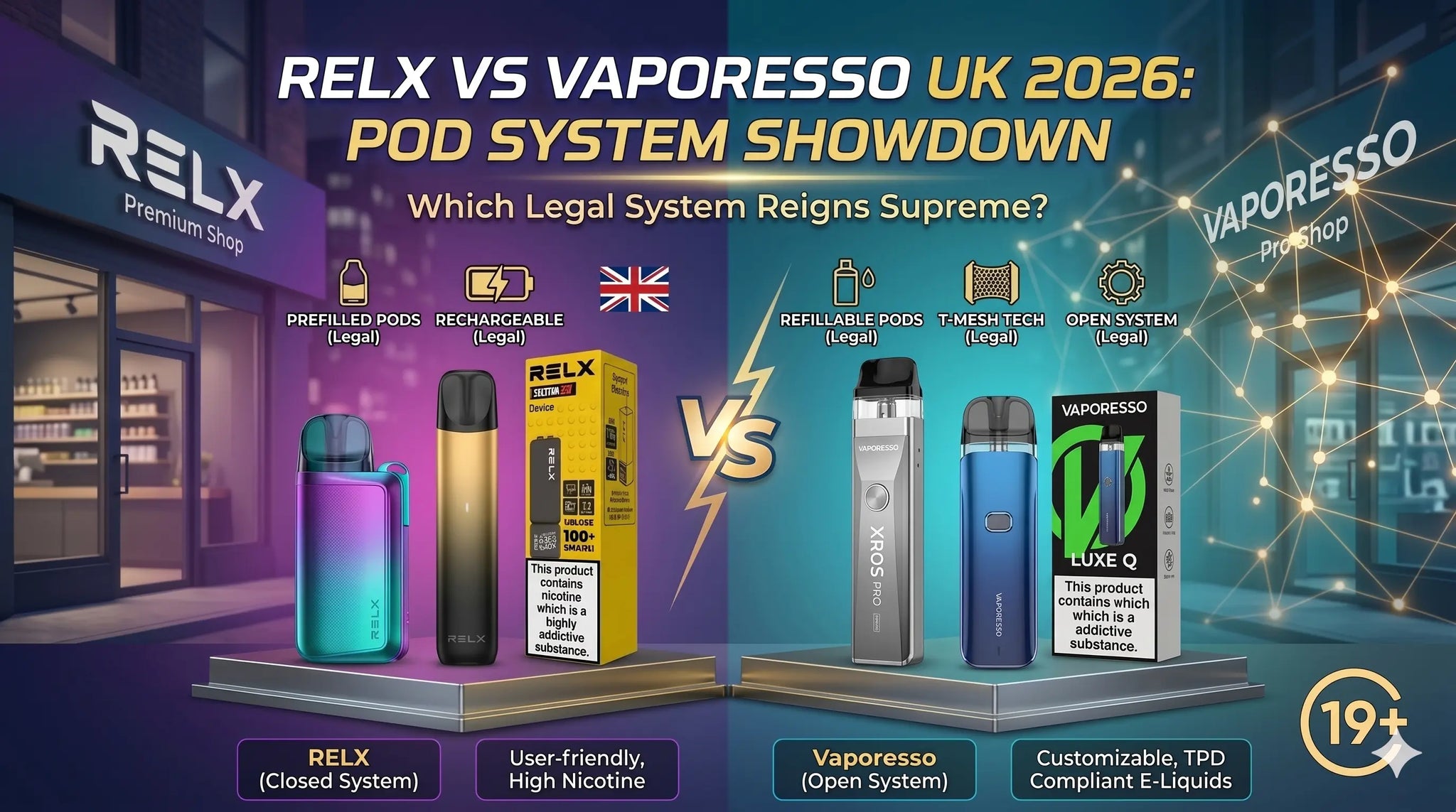 RELX vs Vaporesso UK 2026: Pod System Showdown