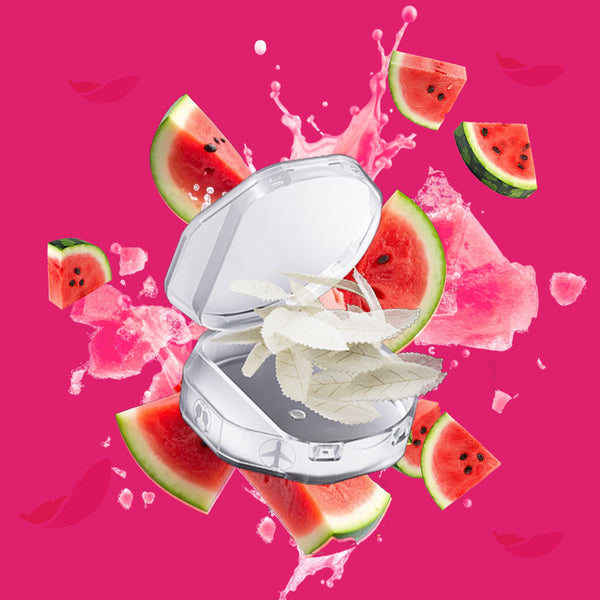 RELX UK NicLeaf Watermelon Flavor Nicotine Pouches Open Can Splash Art Fresh Watermelon Juice Splash 悦刻英国 NicLeaf 西瓜味 尼古丁袋 盒装爆汁西瓜 🍉
