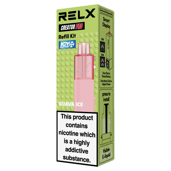 RELX UK Creator Pod ￡8.99 Guava Ice 18mg/ml nicotine package The best e-cigarette brands 悦刻英国 雾化弹  番石榴冰 18mg/ml 尼古丁 包装 最佳电子烟品牌 ❤️
