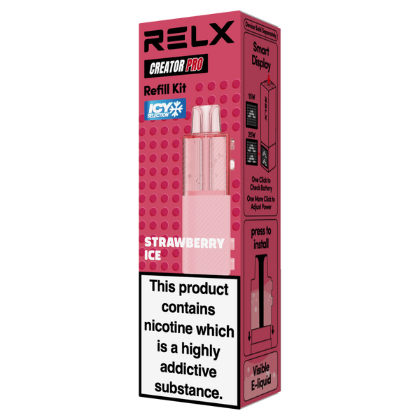 RELX UK Creator Pod ￡8.99 Strawberry Ice 18mg/ml nicotine package The best e-cigarette brands 悦刻英国 雾化弹  草莓冰 18mg/ml 尼古丁 包装 最佳电子烟品牌 🍓
