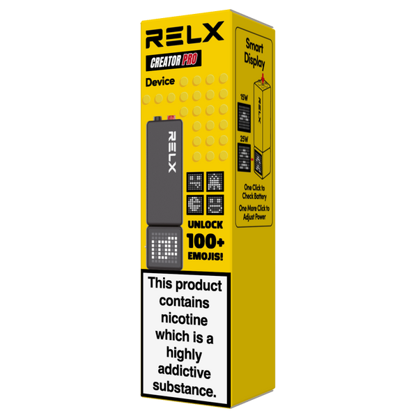 RELX UK Creator Pro Device ￡8.99 Black 18mg/ml nicotine package Best e-cigarette flavours 悦刻英国 雾化弹   18mg/ml 尼古丁 口味 最佳电子烟口味 
