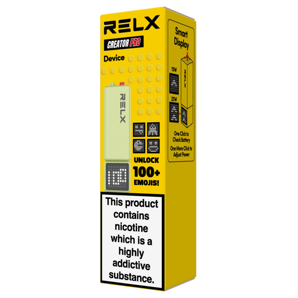 RELX UK Creator Pro Device ￡8.99 Green 18mg/ml nicotine package Best e-cigarette flavours 悦刻英国 雾化弹   18mg/ml 尼古丁 口味 最佳电子烟口味 

