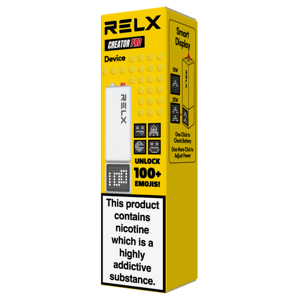 RELX UK Creator Pro Device ￡8.99 White 18mg/ml nicotine package Best e-cigarette flavours 悦刻英国 雾化弹   18mg/ml 尼古丁 口味 最佳电子烟口味 

