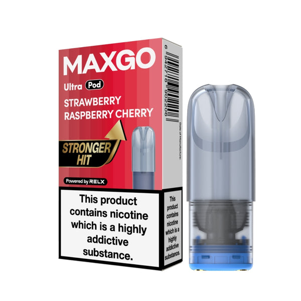 MAXGO Ultra Pod Strawberry Raspberry Cherry 18mg/ml nicotine single pod Powered by RELX 悦刻 MAXGO Ultra 烟弹 草莓树莓樱桃口味 18mg/ml 尼古丁

