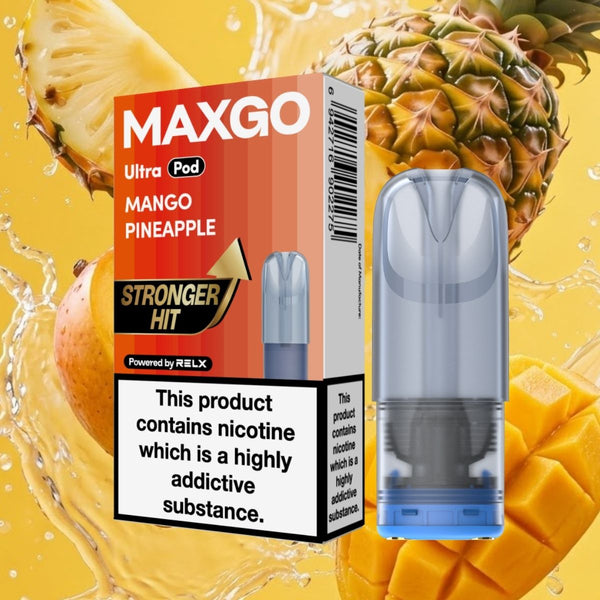 UK MAXGO Ultra Pod Mango Pineapple 18mg/ml nicotine single pod Powered by RELX 悦刻 MAXGO Ultra 烟弹 芒果菠萝口味 18mg/ml 尼古丁🥭🍍
