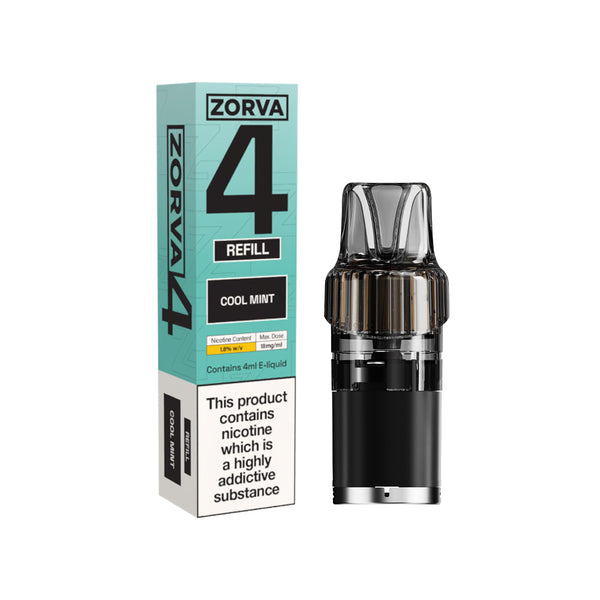 RELX UK ZORVA 4 Replacement Prefilled Pods Cool Mint 2ml+2ml Refreshing Menthol Pods 18mg 悦刻英国 ZORVA 4 专用替换补充弹 冰爽薄荷味 2+2ml预充油雾化弹 🌿
