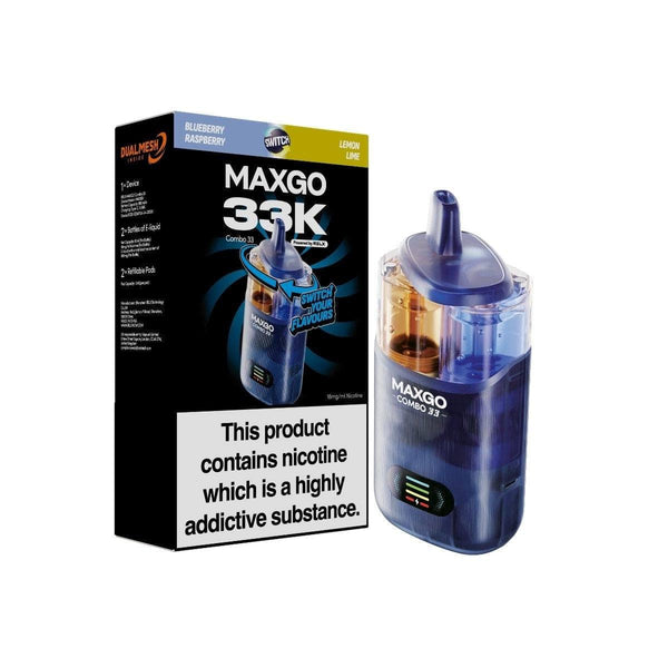 RELX-UK RELX MAXGO 33K -Kit(1+2+2)-Blueberry Raspberry + Lemon Lime-18mg/ml-TPD
