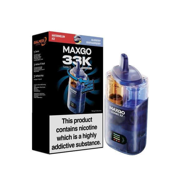 RELX-UK RELX MAXGO 33K -Kit(1+2+2)-Watermelon Ice + Blueberry Sour Raspberry-18mg/ml-TPD
