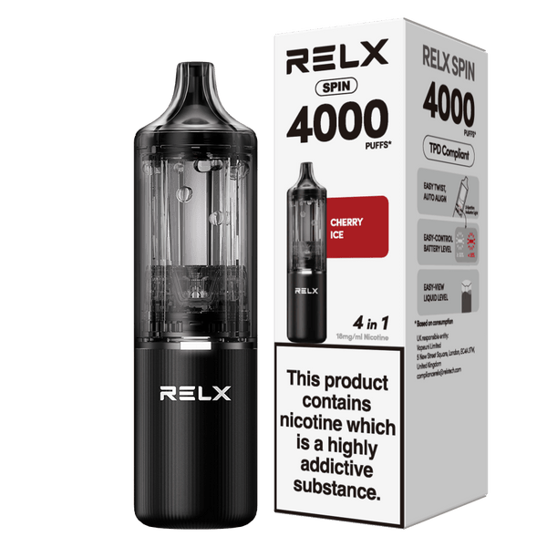 RELX UK RELX-SPIN-KIT(1+4) Black Product + package
